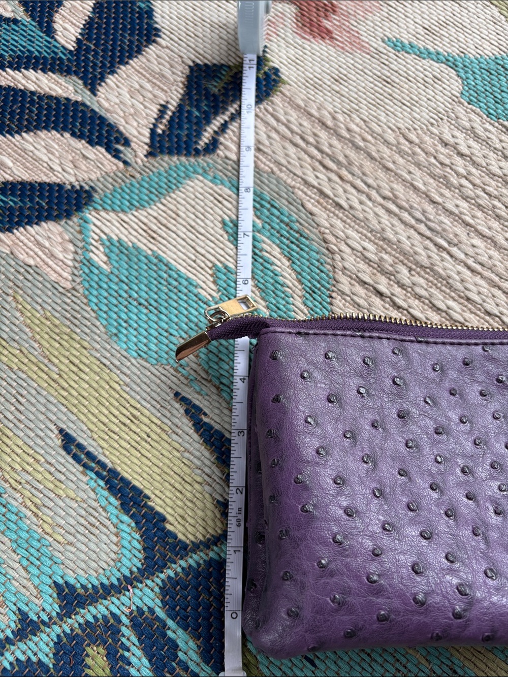 Compact Purple Ostrich-Texture Crossbody Bag - Picture 11 of 11